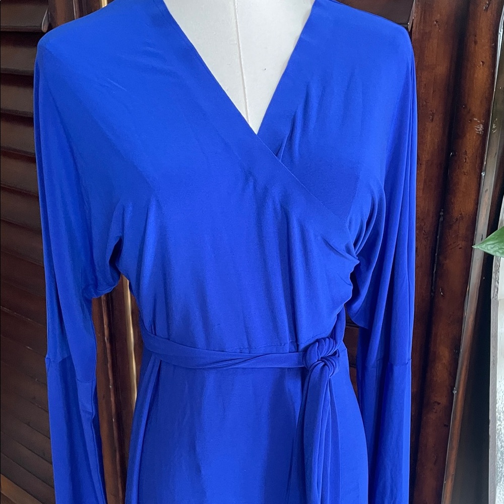 NWT Norma Kamali Dolman Wrap Colbalt Blue Maxi Dress Gown Medium 38 - Picture 7 of 13